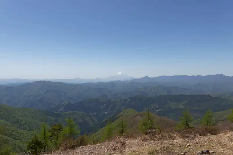 鷹ノ巣山は富士山方向（南側）に木がなく、見晴らしが良い。
富士山がバッチリ真正面に見える。山頂まで少し長い道であるため、登山者それほど多くなく、山頂で休んでいたのは10人弱といったところ。

休憩中もひっきりなしに登山者が登ってきては降りていっていた。