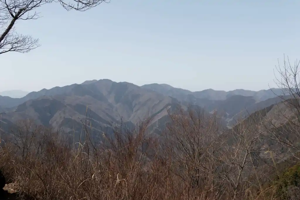 向こうは川苔山とかですかね。秋に来ると紅葉が綺麗です。