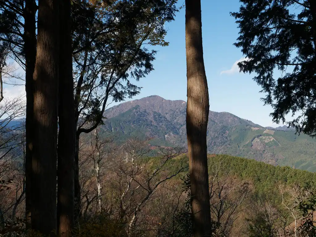 高取山は木に囲まれた山頂で展望は特にないが、木の間から大山方面はよく見えた。