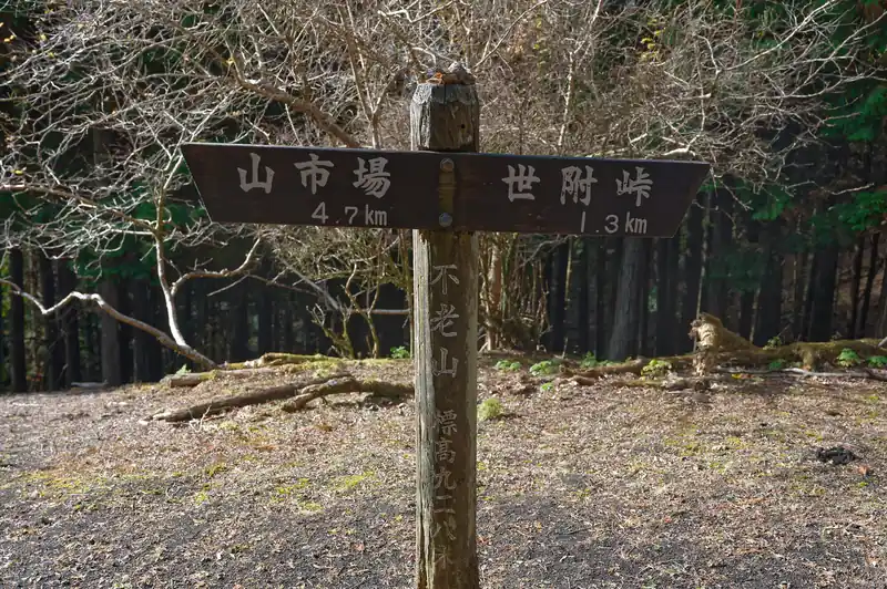 不老山山頂標。