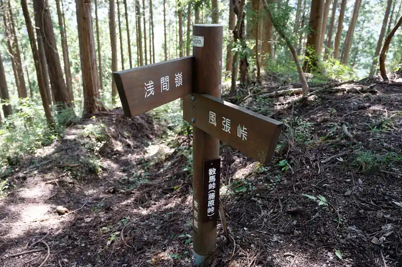 数馬峠に到着。
ここで本日初めて、マウンテンバイクに乗った二人組を見かける。
あっという間に浅間嶺方面へ下っていってしまったのだが、この後何度もスライドすることになる。