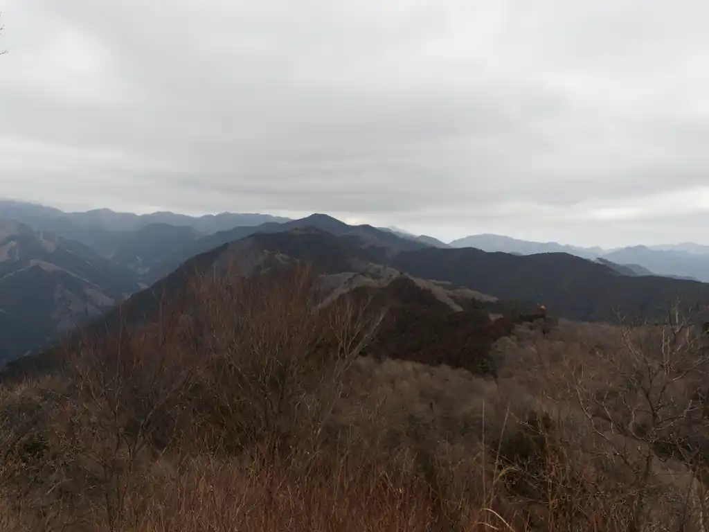 こっちは棒ノ折山へ続く稜線。
この道は何度か歩いていますが、なかなか好きな道です。
岩茸石山手前のアップダウンでいつも死にそうになるけど。
地味にきついのと、権次入峠までエスケープできるルートがほぼないので、歩くなら早めに歩き始めることをオススメします。