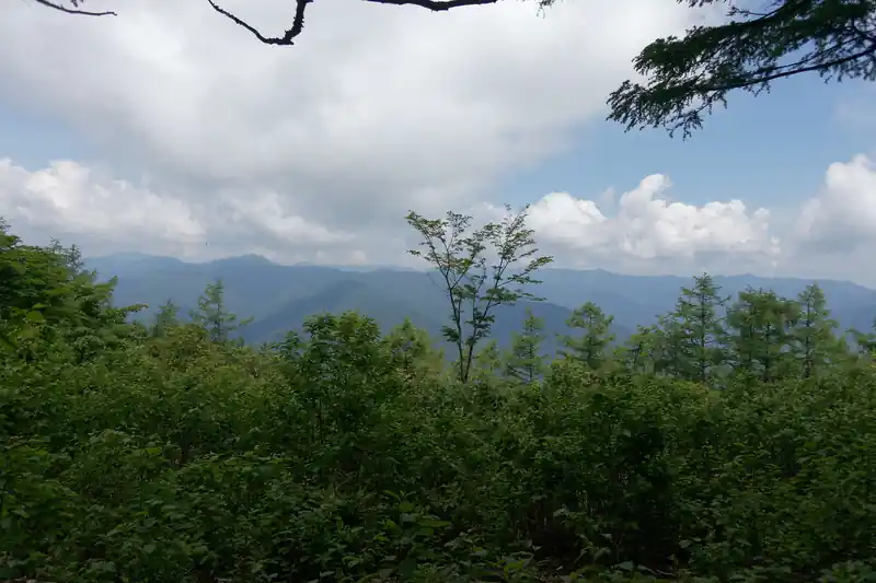 御前山山頂からは木が邪魔で見晴らしは期待できない。
わずかに向かいの石尾根と思われる尾根筋が見えるくらいだ。