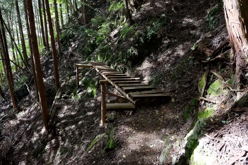 そしてまた木橋（通過後に撮影）。
どこだったか忘れたが、一箇所木橋が横に傾いていて怖かった記憶がある。この木橋だったかな…。