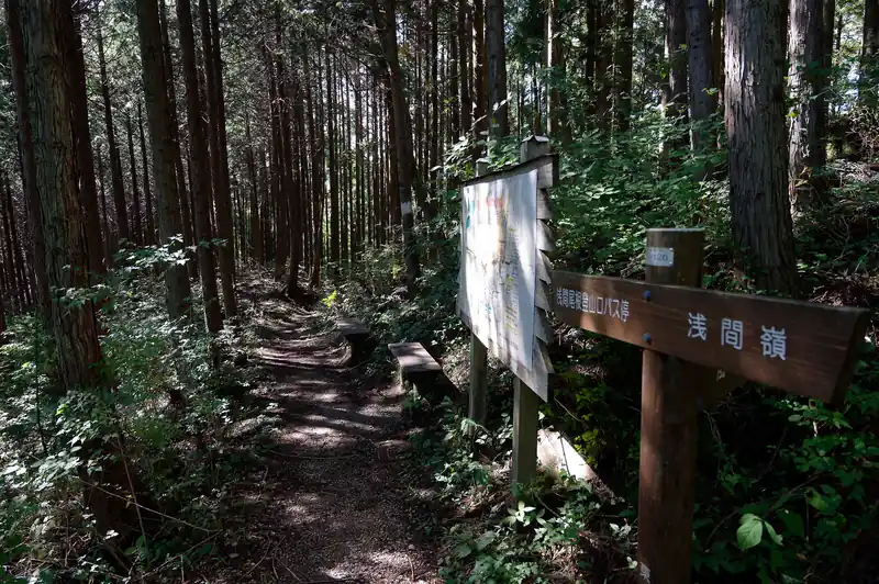 数馬分岐に到着。
浅間尾根登山口バス停から登ってくる人はこのあたりで合流するはずなのだが、相変わらず先ほどスライドしたマウンテンバイクの二人組以外誰も見ない。