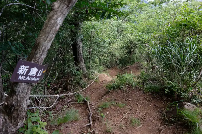そのままユルユルと歩いて下っていくと霜山。
ここで新倉山に行くルートがあるものの、えげつない急斜面を下る必要がある。うーむ、見るからにヤバい下りだ。
そのうち歩いてみたいけど、今じゃないかな…。