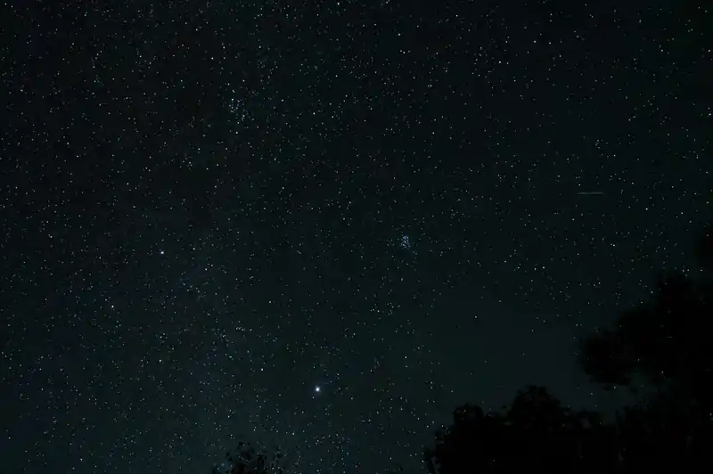 夕方には雲が多く、これじゃ星空は無理だな、と思っていたのだが、窓からチラリと外を見ると満天の星空が広がっている。
思わずカメラを持って忍び足で外へ出る。

こんなに星が輝く空は初めてだ。これはすごい！とカメラをテラスのテーブルに置いて、写真を撮る。
30分くらいは空を見上げたままだった。