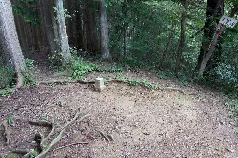 三室山山頂はこれといって何もなし。三角点が鎮座しているのみ。