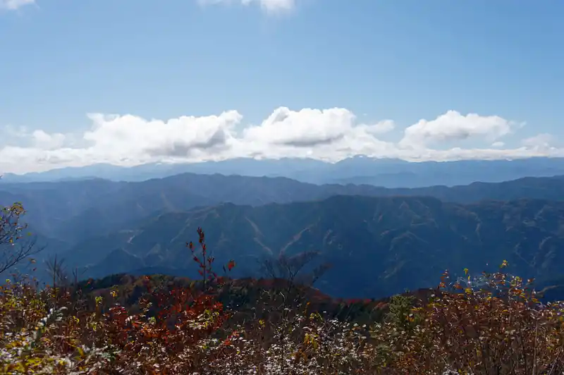 手前の尾根が浅間嶺の尾根、奥が笹尾根。