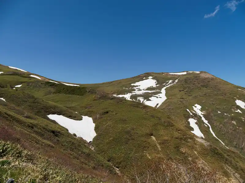 右に前仙ノ倉山。まだ雪が残っていてパンダになっているのが良い。