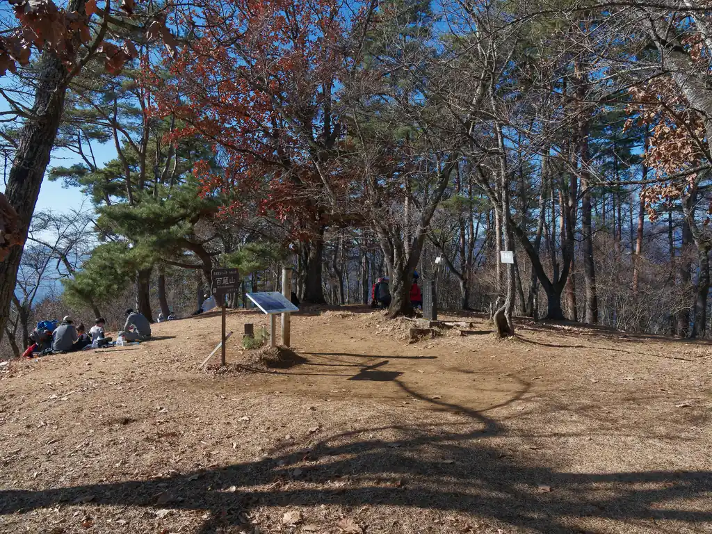 ようやく百蔵山山頂についた。
時刻は約12時。浅川バス停を出発して約3時間。

山頂では大勢の人がお昼休憩を取っていた。