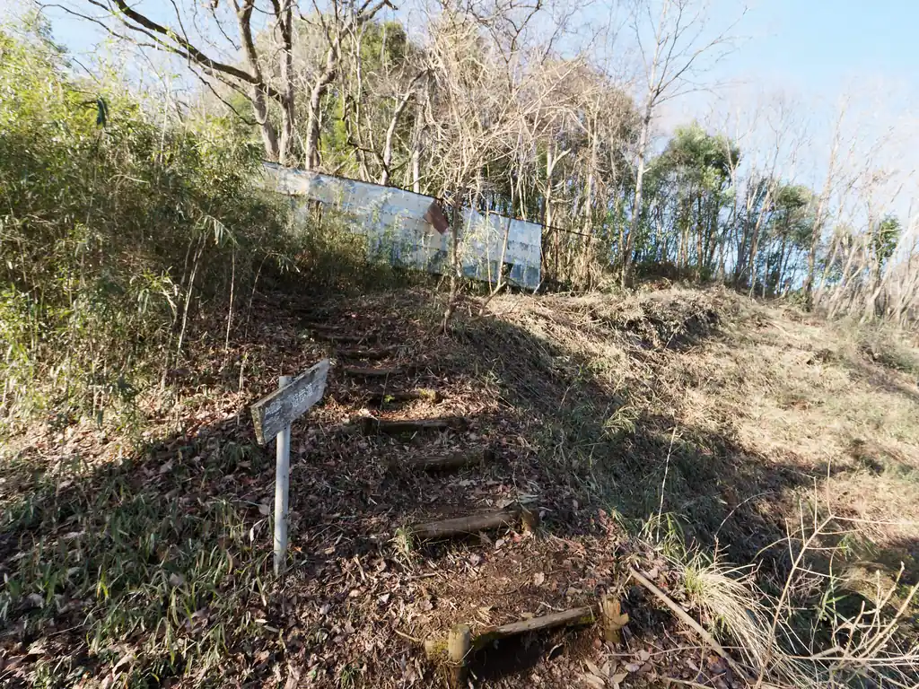 本当に登山道なのか少し怪しい感じもするが、階段になっているし指導標もあるので、とりあえず進んでみる。