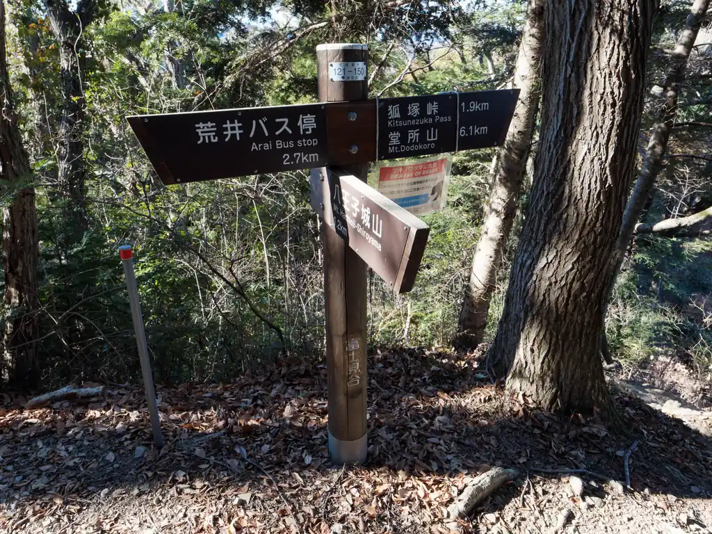 というわけでようやくここまで歩いてきた。
いや～結構長かったぞ。もっと単調でアップダウンがきついだけなのかと思ったら、自然林、植林、ザレ、露岩と変化のあって興味深い道だった。

富士見台っていう割に景色見えないなあ、と思っていたら、荒井バス停方面へ少し歩いていくと、ベンチがあってそこから富士山が見える。