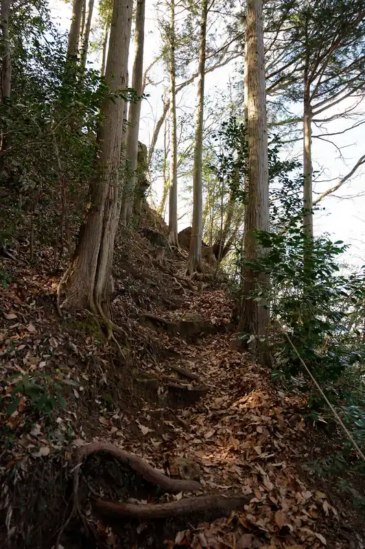 鼻曲山からロープの設置された急登を下る。
写真は振り返って撮影。