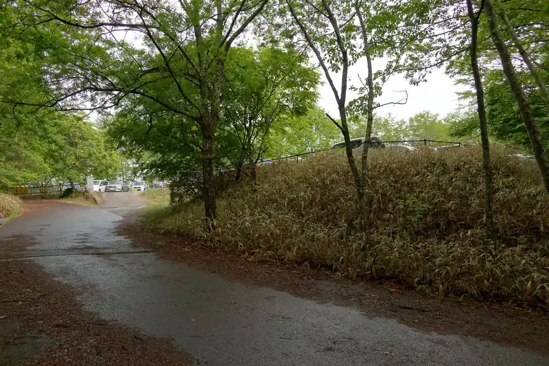 舗装路を歩いて行くと駐車場に到着。