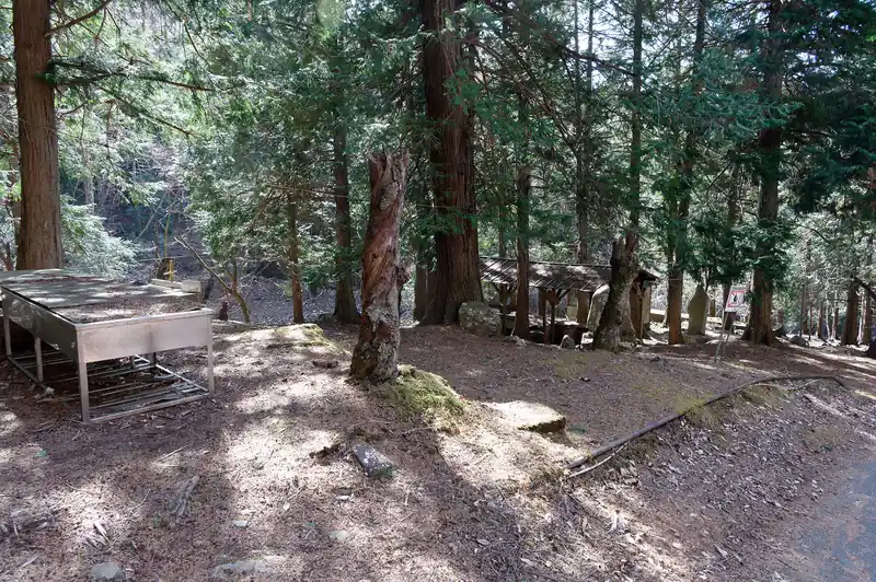 キャンプ場跡地。たまに山の麓で見るやつです。