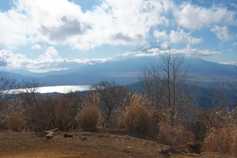 左下の湖が山中湖。