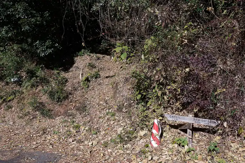そのまま車通りのない舗装路を歩いて多武峯に向かいます。
途中新柵山への取り付きを横目に見ながら進みます。
