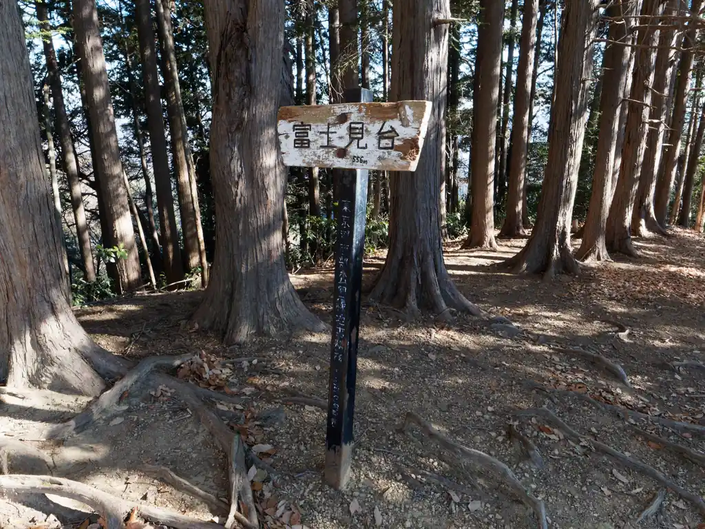 富士見台には4人掛けのテーブルとベンチが1組だけ。
既に4〜5人くらい登山者が休憩していて、私も適当に腰掛けてお昼ご飯を食べることにした。

昼食を食べている間も登山者が到着する。思いの外ここを歩こうという登山者は多いようだ。といっても、高尾山と陣馬山を繋ぐ縦走路はこの比ではないくらい多いだろうが。