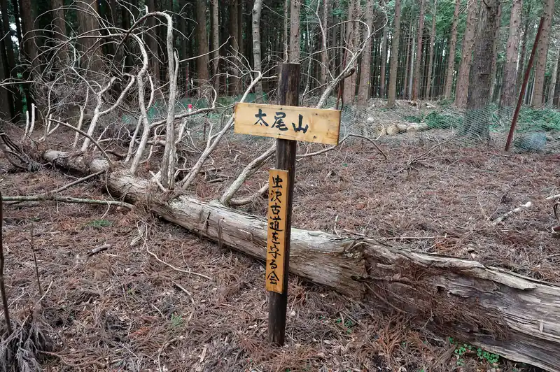 高松山で少し休憩したあと、先へ進みます。
早速次の山頂、太尾山。ここはぶっちゃけ通り道という感じで山頂感は全くありません。