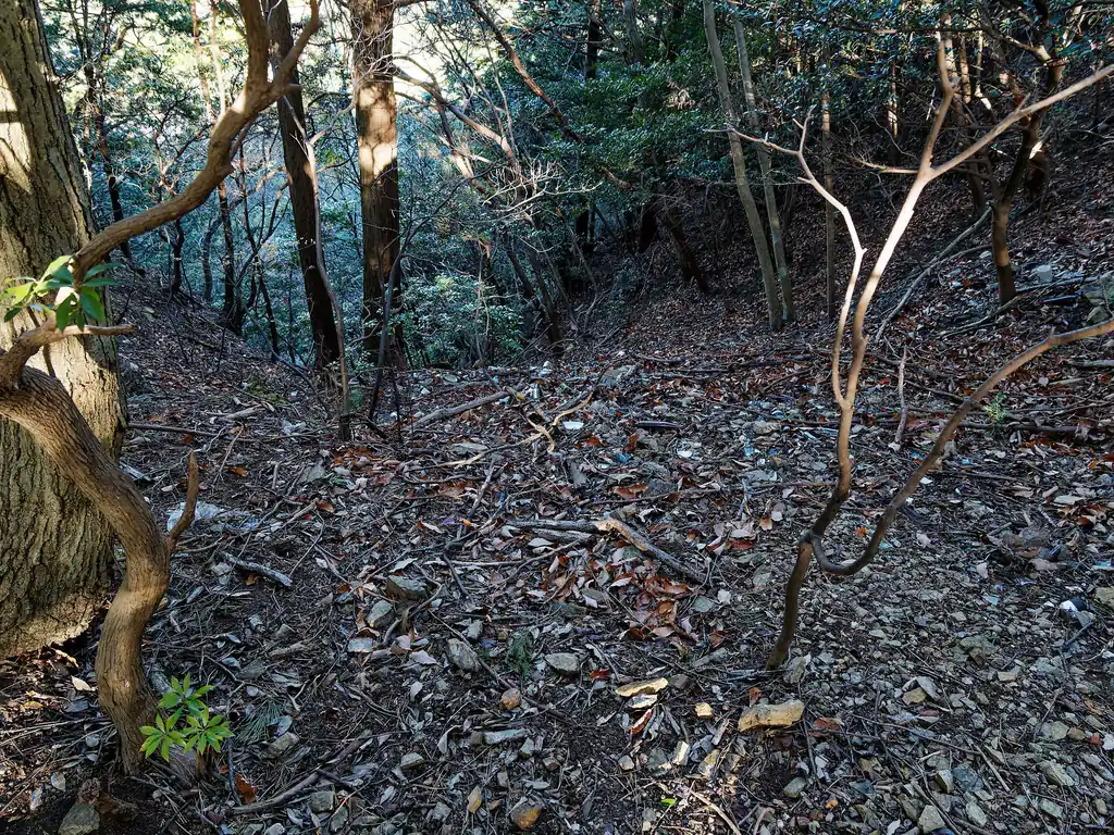  途中、やけにガラスゴミが散乱している斜面がある 