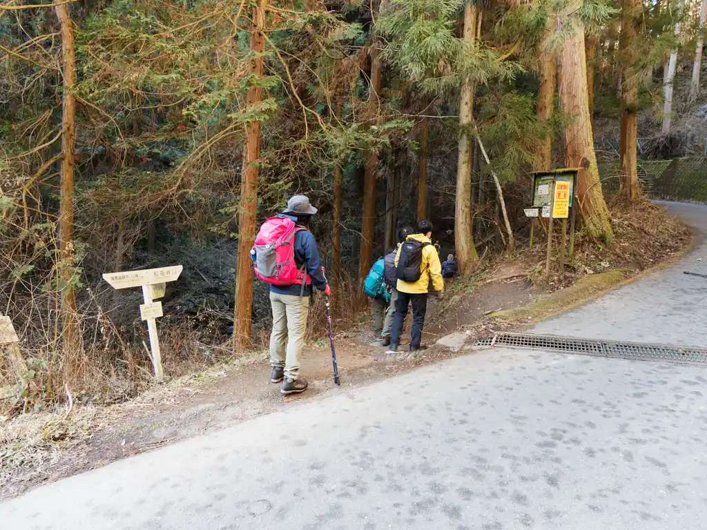 しばらく林道を歩くと登山口につく。ここから沢沿いに歩いて尾根まで突き上げるようなルート。
