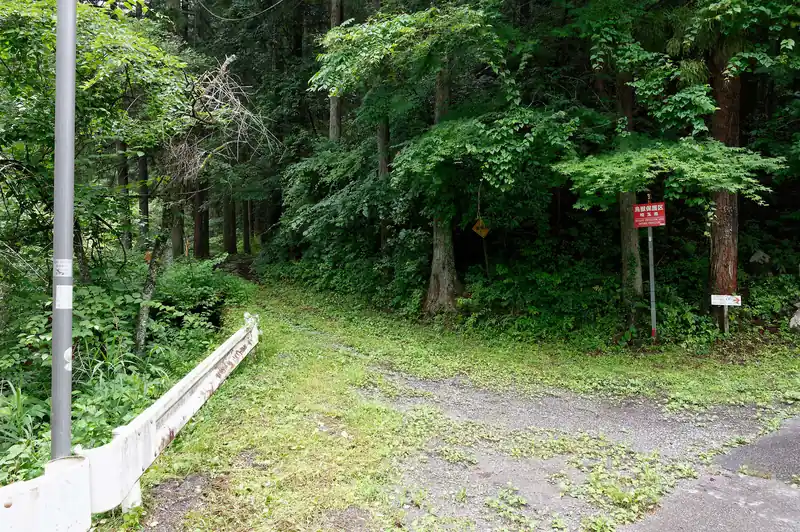 途中ここから登山道かな、と思って歩いてみたら行き止まり。
右端に白い道標があって見落としていた。