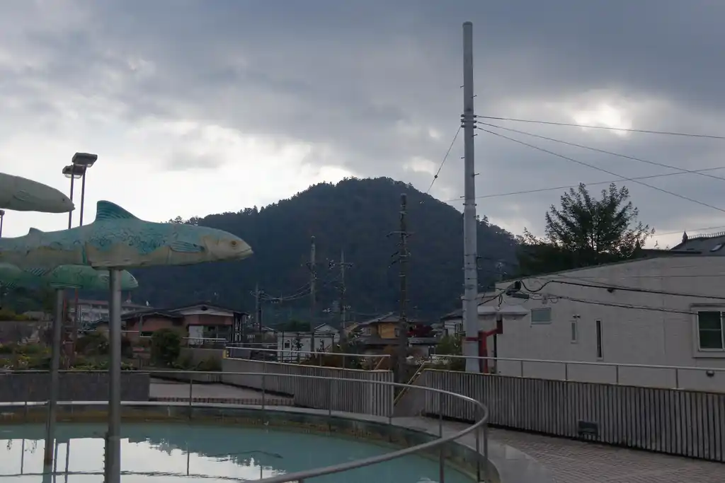 駅の相模湖ふれあいパークから見える山が嵐山。標高約400mの低山。